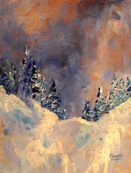 Mist on the Snow Peak, 2009, (akryl på trä)